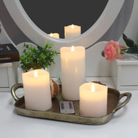Stonebriar 3-pack white real-wax flameless LED pillar candles, assorted sizes, with remote and timer