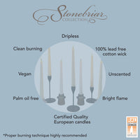 Stonebriar Unscented Taper Candles, 7 Hour Burn Time, Pack of 30, White, 10'
