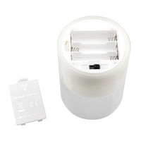 Stonebriar 3-pack real-wax flameless LED pillar candles in clear glass hurricanes, with remote and timer