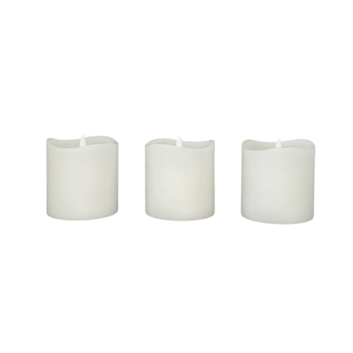 Stonebriar 3-pack white flameless LED pillar candles, 3 by 3 inch, with remote and timer