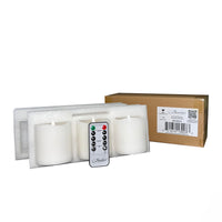Stonebriar 3-pack white flameless LED pillar candles, 3 by 3 inch, with remote and timer