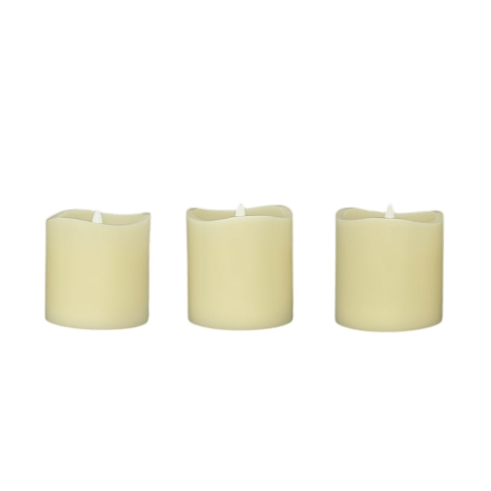 Stonebriar 3-pack ivory flameless LED pillar candles, 3 by 3 inch, with remote and timer