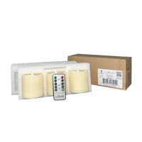 Stonebriar 3-pack ivory flameless LED pillar candles, 3 by 3 inch, with remote and timer