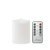 Stonebriar 3-pack white flameless LED pillar candles, 3 by 4 inch, with remote and timer