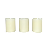 Stonebriar 3-pack ivory flameless LED pillar candles, 3 by 4 inch, with remote and timer