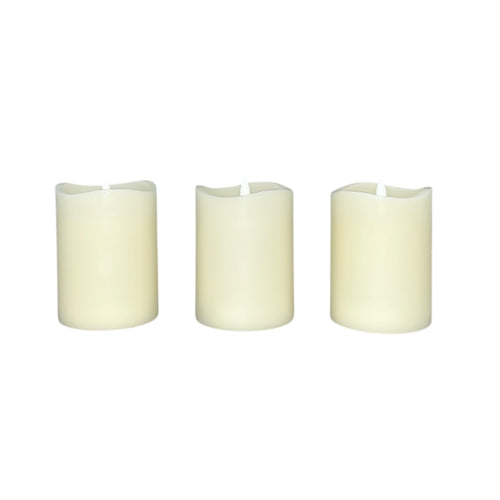 Stonebriar 3-pack ivory flameless LED pillar candles, 3 by 4 inch, with remote and timer