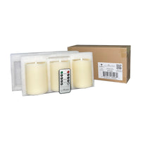 Stonebriar 3-pack ivory flameless LED pillar candles, 3 by 4 inch, with remote and timer