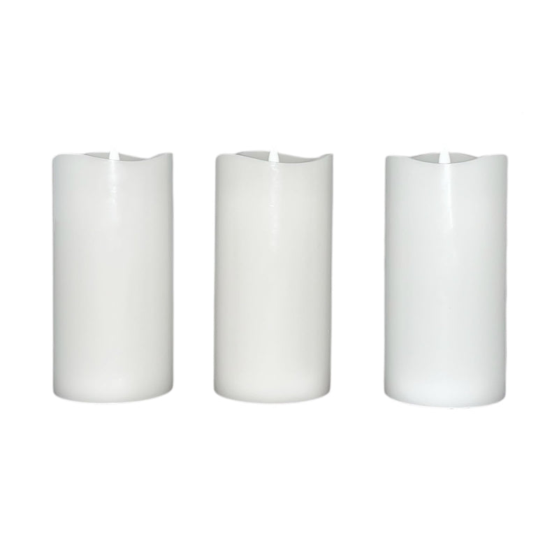 Stonebriar 3-pack white flameless LED pillar candles, 3 by 6 inch, with remote and timer