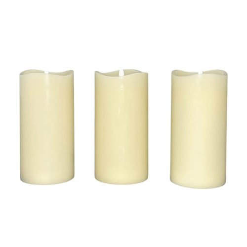 Stonebriar 3-pack ivory flameless LED pillar candles, 3 by 6 inch, with remote and timer