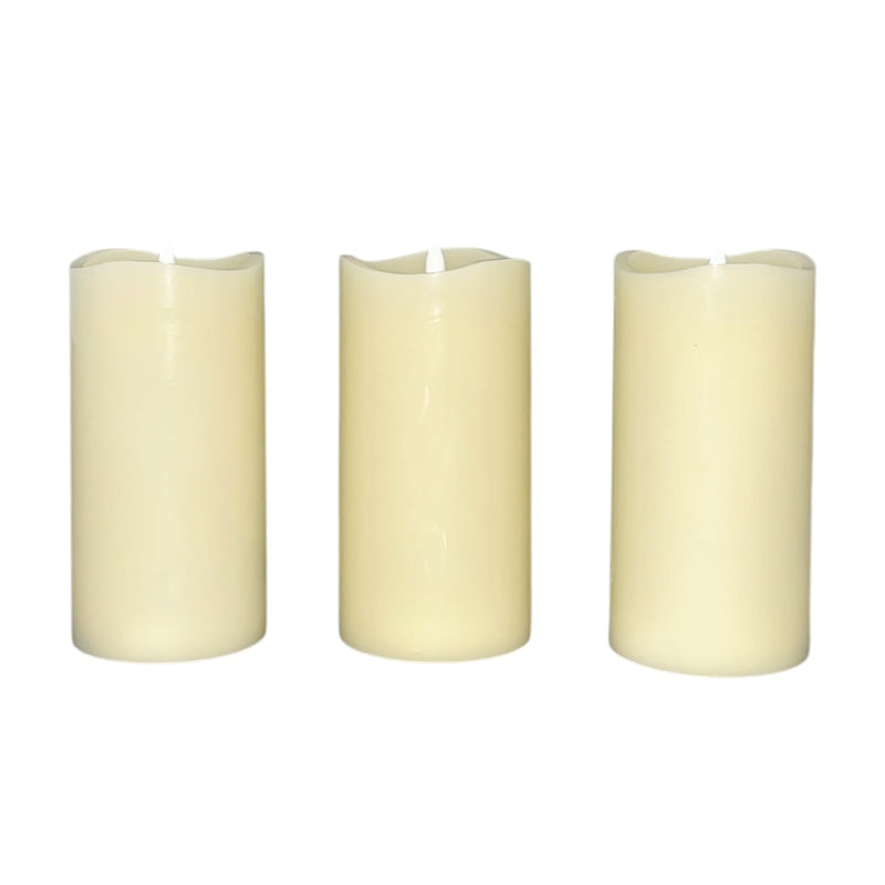 Stonebriar 3-pack ivory flameless LED pillar candles, 3 by 6 inch, with remote and timer