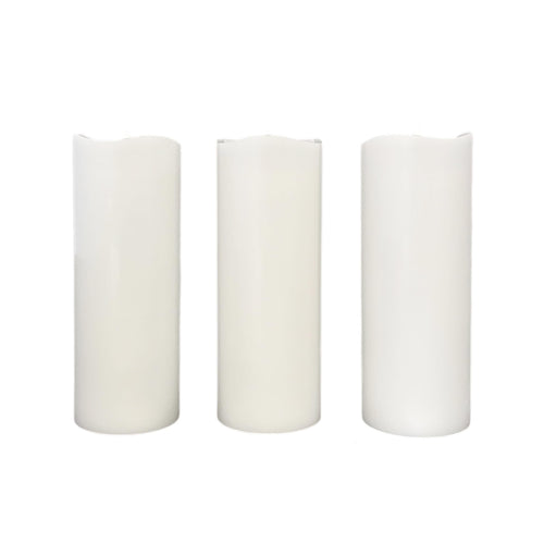 Stonebriar 3-pack white flameless LED pillar candles, 3 by 8 inch, with remote and timer