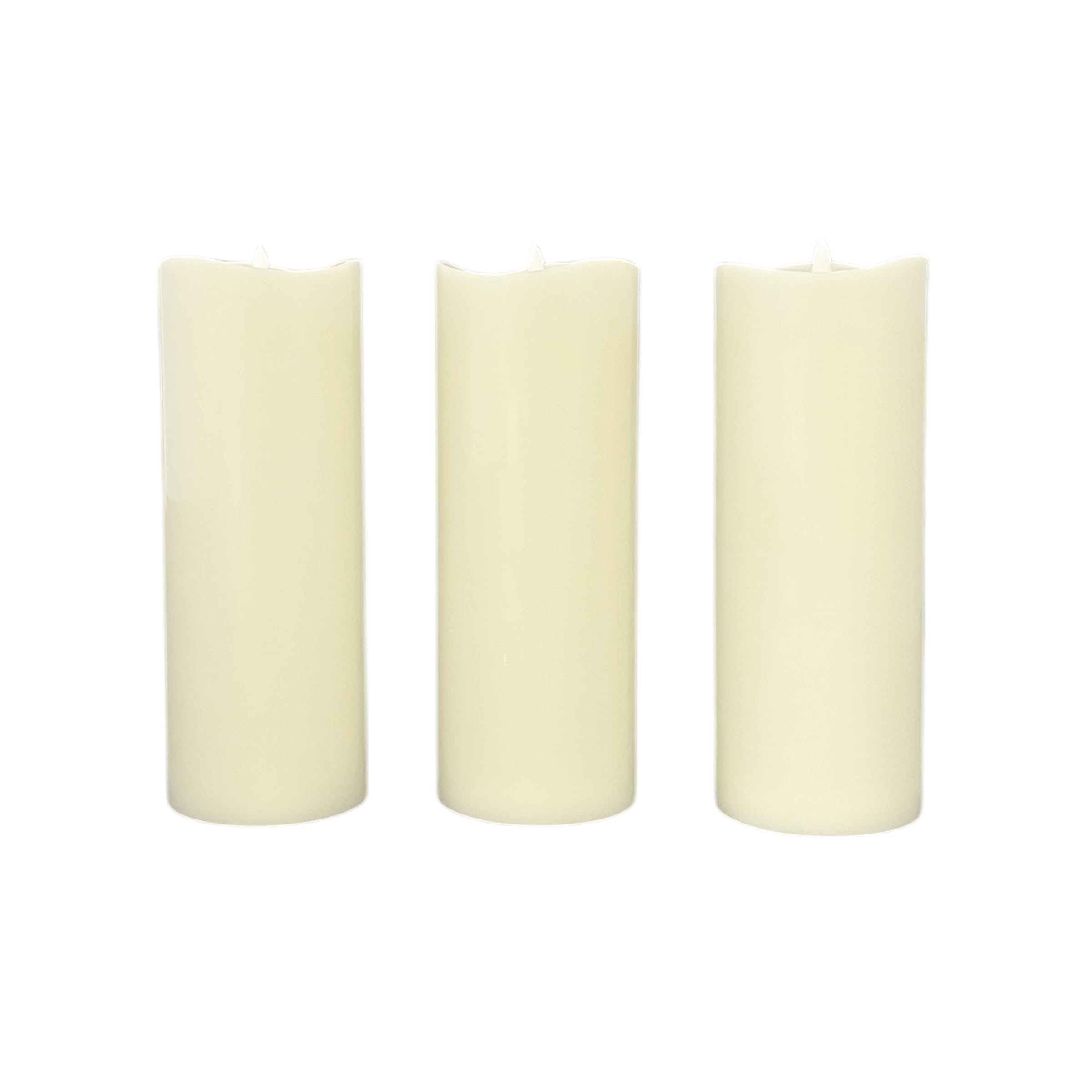 Stonebriar 3-pack ivory flameless LED pillar candles, 3 by 8 inch, with remote and timer