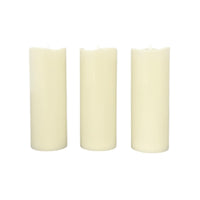 Stonebriar 3-pack ivory flameless LED pillar candles, 3 by 8 inch, with remote and timer