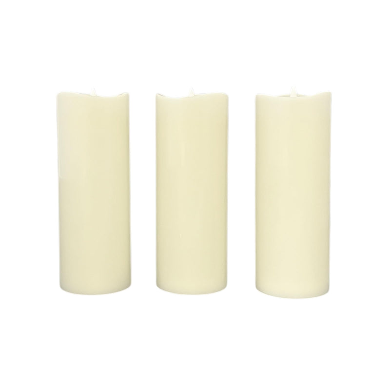 Stonebriar 3-pack ivory flameless LED pillar candles, 3 by 8 inch, with remote and timer