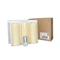 Stonebriar 3-pack ivory flameless LED pillar candles, 3 by 8 inch, with remote and timer