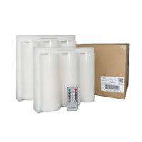 Stonebriar 6-pack white flameless LED pillar candles, 3 by 8 inch, with remote and timer