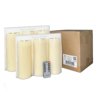 Stonebriar 6-pack ivory flameless LED pillar candles, 3 by 8 inch, with remote and timer