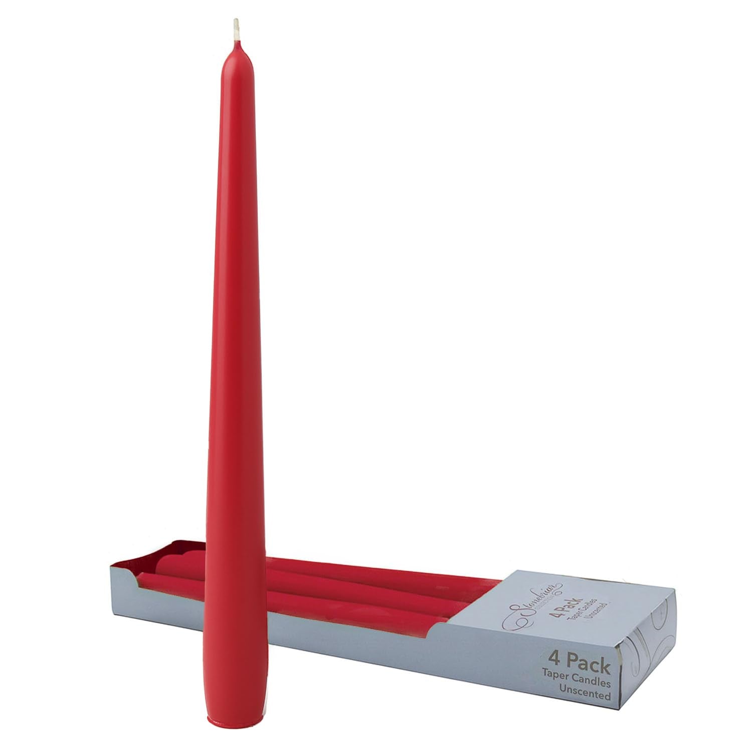 Stonebriar 4-pack red unscented taper candles, 10 inch, 7 hour burn time