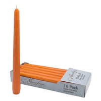 Stonebriar 10-pack orange unscented taper candles, 10 inch, 7 hour burn time