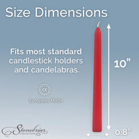 Stonebriar 10-pack red unscented taper candles, 10 inch, 7 hour burn time