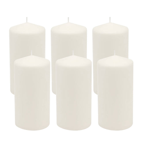 Stonebriar Unscented White Tall Pillar Candles, 65 Hour Burning Candle Pillars, Perfect for Decor, Weddings, Emergencies 3' X 6', 6 count
