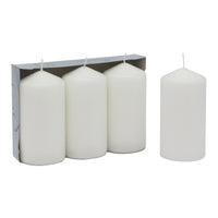 Stonebriar 3 Pack Tall 3 x 6 Inch 65 Hour Long Burning Unscented White Wax Pillar Candles