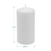 Stonebriar 3 Pack Tall 3 x 6 Inch 65 Hour Long Burning Unscented White Wax Pillar Candles