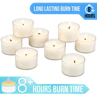 Stonebriar 96-pack unscented clear-cup tea light candles, 8-hour burn time