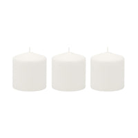 Stonebriar 3 Pack Tall 3 x 3 Inch 18 Hour Long Burning Unscented White Wax Pillar Candles