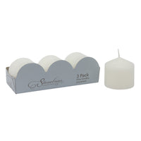 Stonebriar 3 Pack Tall 3 x 3 Inch 18 Hour Long Burning Unscented White Wax Pillar Candles