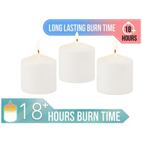 Stonebriar 3 Pack Tall 3 x 3 Inch 18 Hour Long Burning Unscented White Wax Pillar Candles
