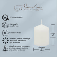 Stonebriar Unscented White Tall Pillar Candles, 35 Hour Burning Candle Pillars, Perfect for Decor, Weddings, Emergencies 3' X 4', 6 count