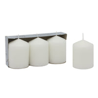 Stonebriar 3 Pack Tall 3 x 4 Inch 35 Hour Long Burning Unscented White Wax Pillar Candles