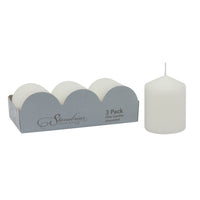 Stonebriar 3 Pack Tall 3 x 4 Inch 35 Hour Long Burning Unscented White Wax Pillar Candles