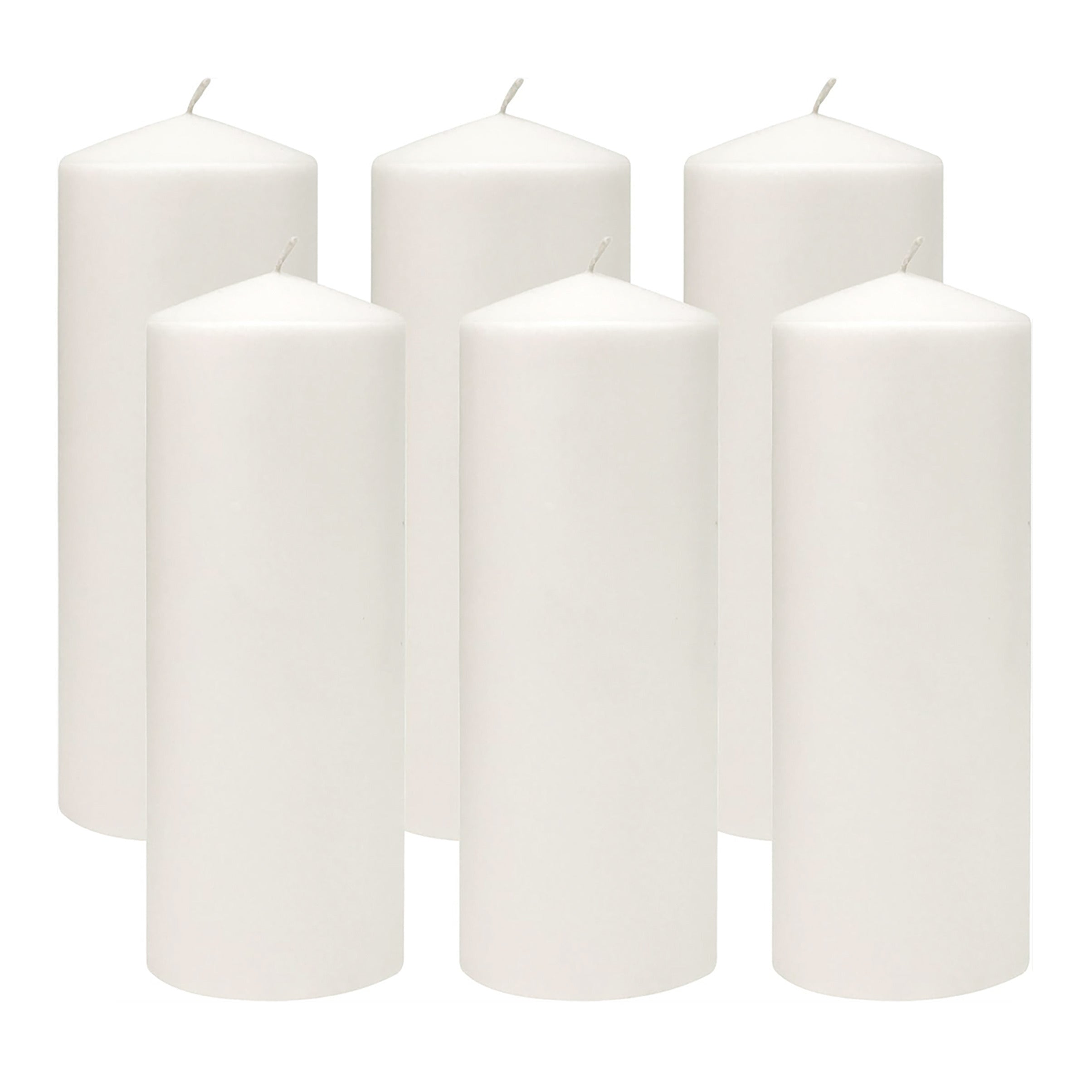 Stonebriar Unscented White Tall Pillar Candles, 80 Hour Burning Candle Pillars, Perfect for Decor, Weddings, Emergencies 3' X 8', 6 count