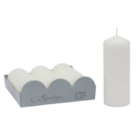 Stonebriar 3 Pack Tall 3 x 8 Inch 80 Hour Long Burning Unscented White Wax Pillar Candles
