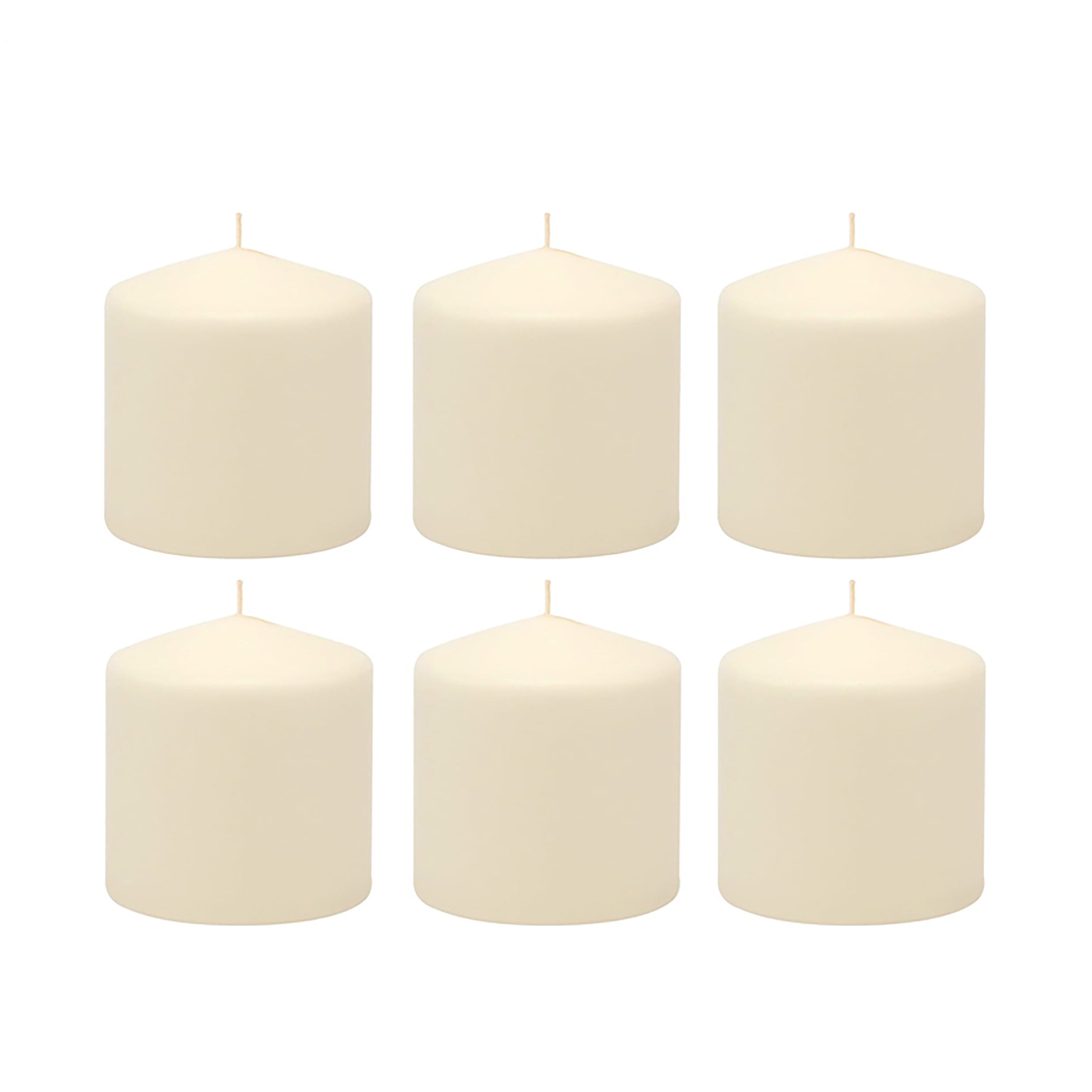 Stonebriar Unscented Pillar Candles, 18 Hour Burn Time, Long-Lasting Wax Candles for Weddings, Pack of 6, Ivory, 3' x 3'