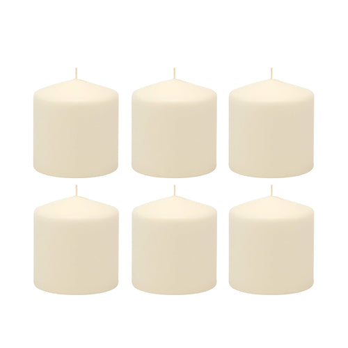 Stonebriar Unscented Pillar Candles, 18 Hour Burn Time, Long-Lasting Wax Candles for Weddings, Pack of 6, Ivory, 3' x 3'