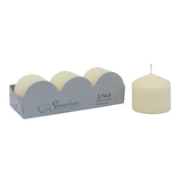 Stonebriar Unscented Pillar Candles, 18 Hour Burn Time, Long-Lasting Wax Candles for Weddings, Pack of 3, Ivory, 3' x 3'