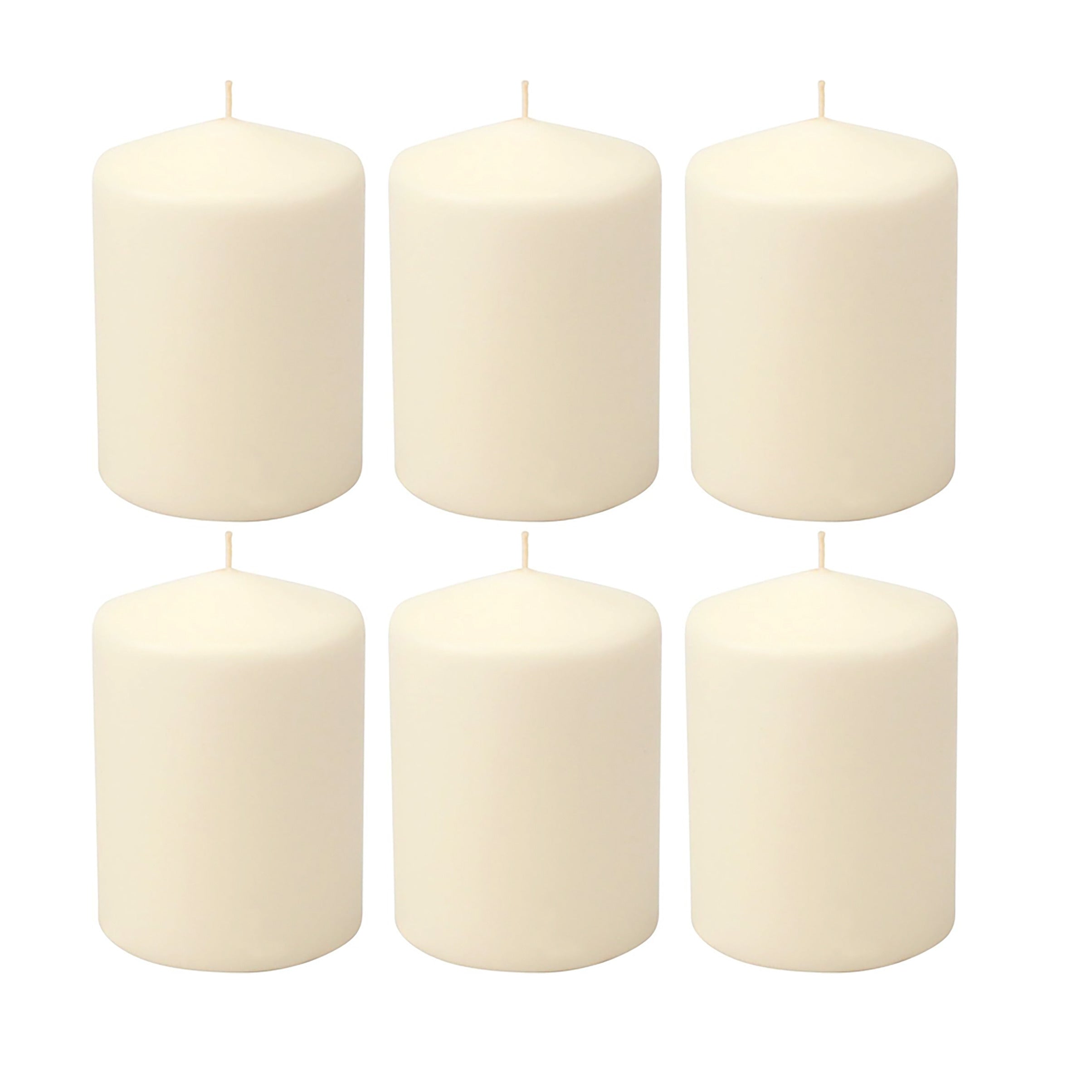 Stonebriar Unscented Pillar Candles, 35 Hour Burn Time, Long-Lasting Wax Candles for Weddings, Pack of 6, Ivory, 3' x 4'