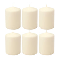 Stonebriar Unscented Pillar Candles, 35 Hour Burn Time, Long-Lasting Wax Candles for Weddings, Pack of 6, Ivory, 3' x 4'
