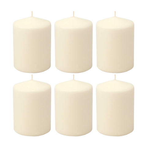Stonebriar Unscented Pillar Candles, 35 Hour Burn Time, Long-Lasting Wax Candles for Weddings, Pack of 6, Ivory, 3' x 4'