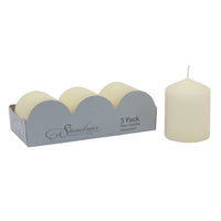 Stonebriar Unscented Pillar Candles, 35 Hour Burn Time, Long-Lasting Wax Candles for Weddings, Pack of 3, Ivory, 3' x 4'