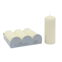 Stonebriar Unscented Pillar Candles, 80 Hour Burn Time, Long-Lasting Wax Candles for Weddings, Pack of 3, Ivory, 3' x 8'