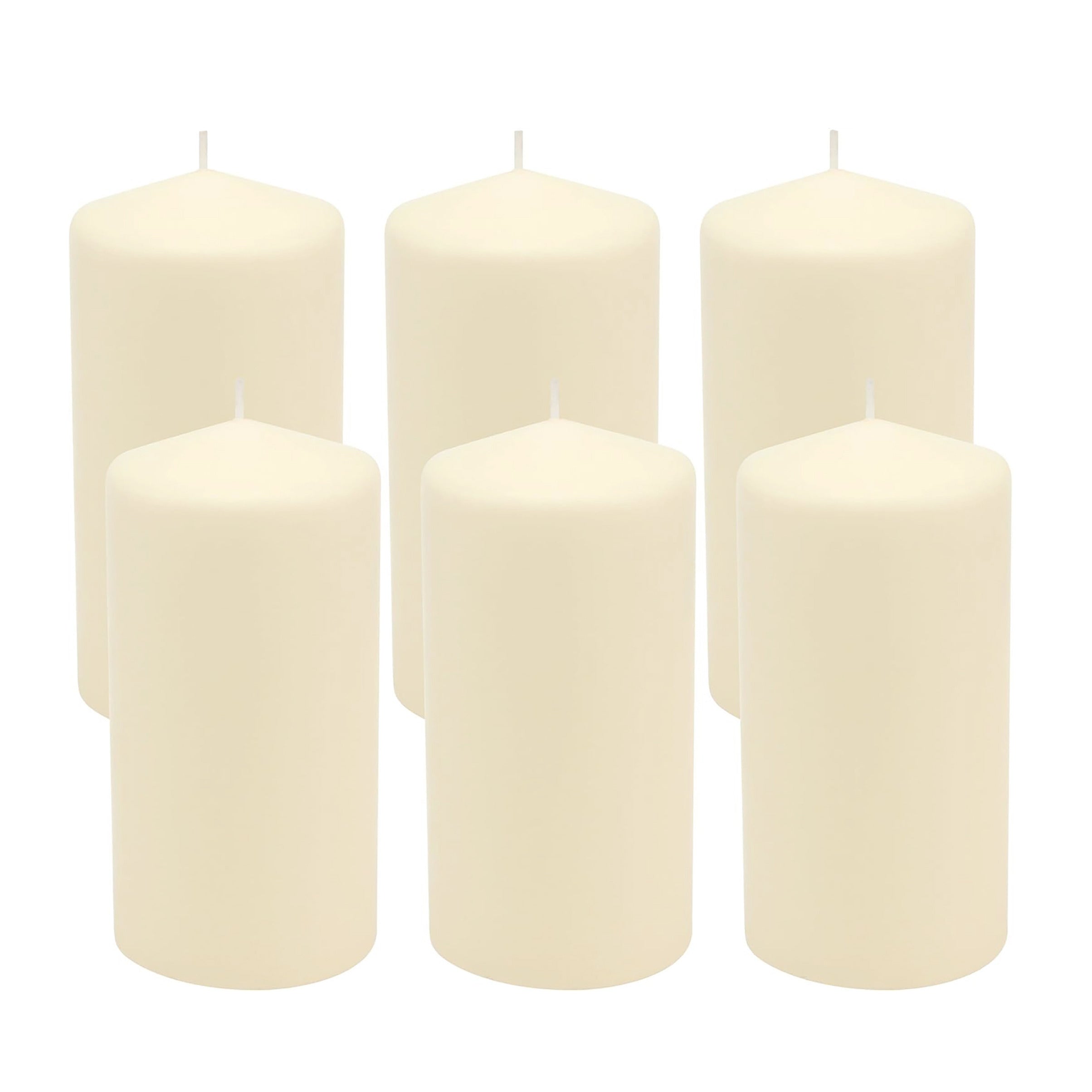 Stonebriar Unscented Pillar Candles, 65 Hour Burn Time, Long-Lasting Wax Candles for Weddings, Pack of 6, Ivory, 3' x 6'