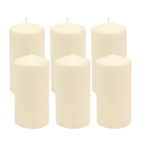 Stonebriar Unscented Pillar Candles, 65 Hour Burn Time, Long-Lasting Wax Candles for Weddings, Pack of 6, Ivory, 3' x 6'