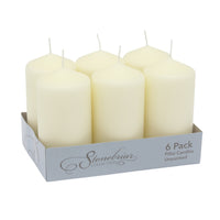 Stonebriar Unscented Pillar Candles, 65 Hour Burn Time, Long-Lasting Wax Candles for Weddings, Pack of 6, Ivory, 3' x 6'