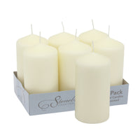 Stonebriar Unscented Pillar Candles, 65 Hour Burn Time, Long-Lasting Wax Candles for Weddings, Pack of 6, Ivory, 3' x 6'