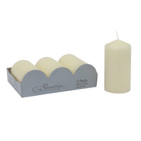 Stonebriar Unscented Pillar Candles, 65 Hour Burn Time, Long-Lasting Wax Candles for Weddings, Pack of 3, Ivory, 3' x 6'