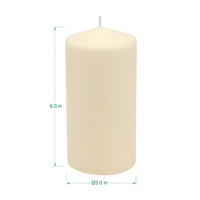 Stonebriar Unscented Pillar Candles, 65 Hour Burn Time, Long-Lasting Wax Candles for Weddings, Pack of 3, Ivory, 3' x 6'